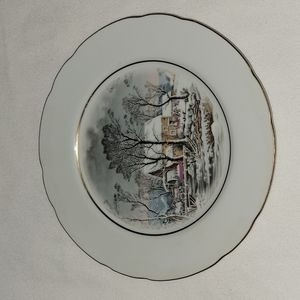 Vintage Avon Currier &  Ives 8" PLATE|White
